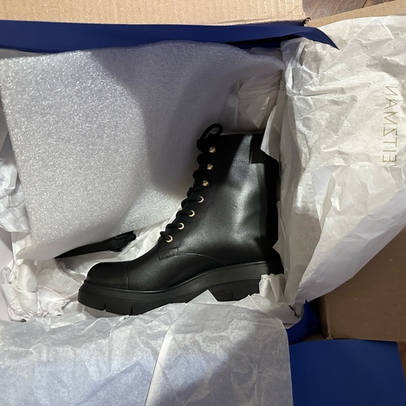 Stuart Weitzman Nisha Leather Combat Booties - Sz 8.5/39 - Picture 2 of 9